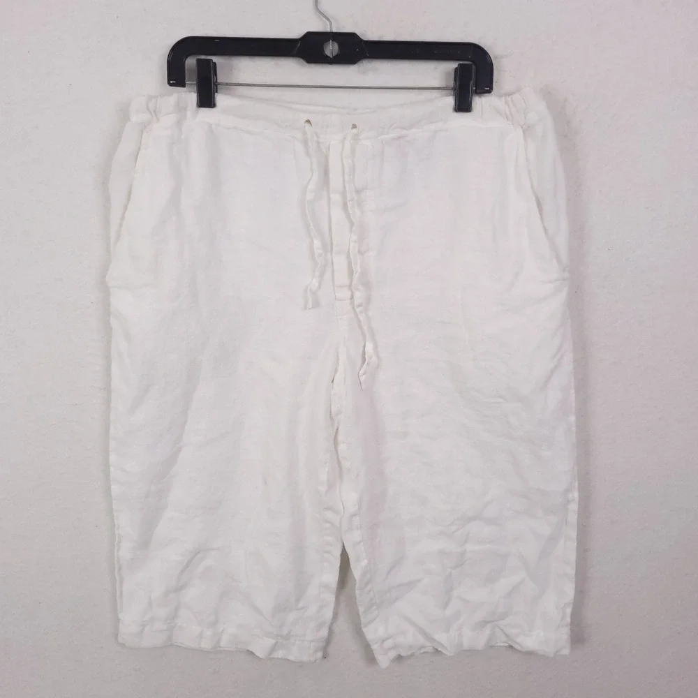 Martin Gordon Linen Shorts Mens Medium White Drawstring Casual Summer Beach